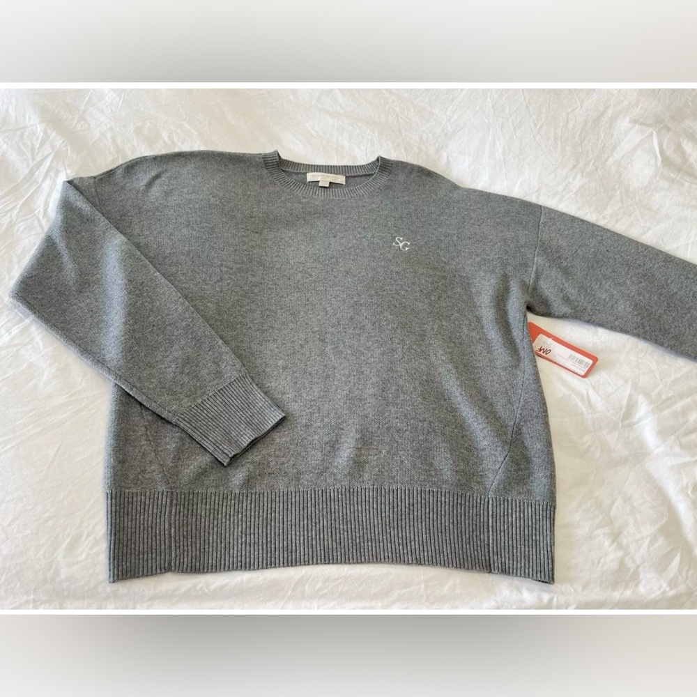 Spiritual Gangster | Women's Small | Gray Cotton "SG" Crewneck Sweater | NWOT